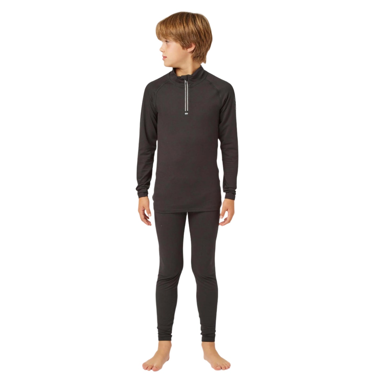 Thermal Top - Surfanic Bodyfit Zip Neck Boys Baselayer - Black - Only size 128cm (7/8 yrs) left