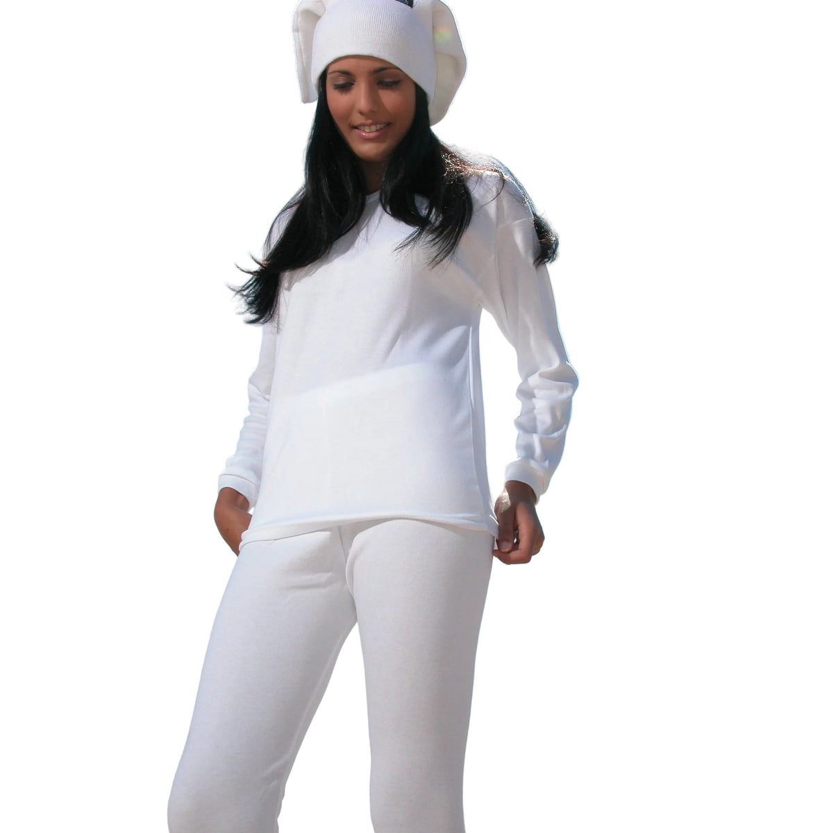 Thermal Top - Mega Ski V-Neck Unisex Baselayer Adults and Kids - White and Navy