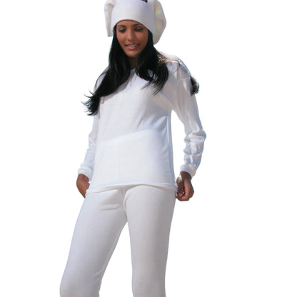 Thermal Top - Mega Ski V-Neck Unisex Baselayer Adults and Kids - White and Navy