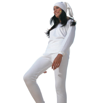 Thermal Top - Mega Ski V-Neck Unisex Baselayer Adults and Kids - White and Navy