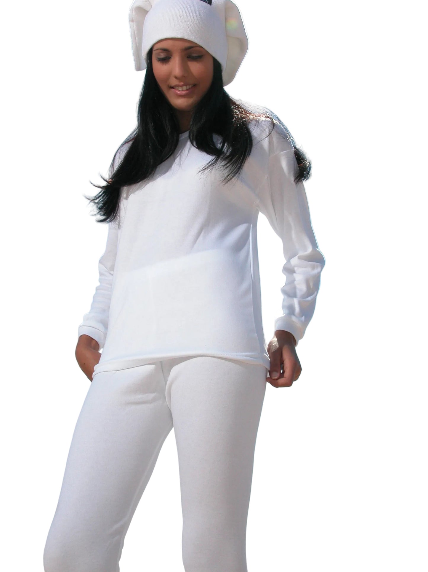 Thermal Top - Mega Ski V-Neck Unisex Baselayer Adults and Kids - White and Navy